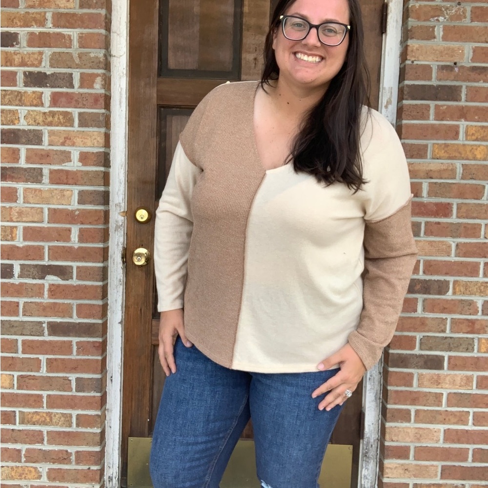 Neutral two tone top